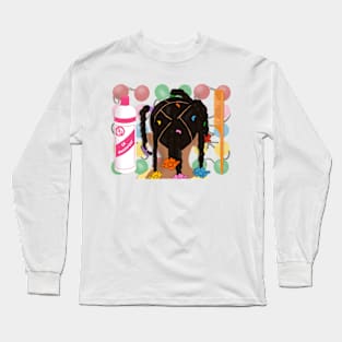 Black Girl Hair Pink Moisturizer Comb Art Long Sleeve T-Shirt